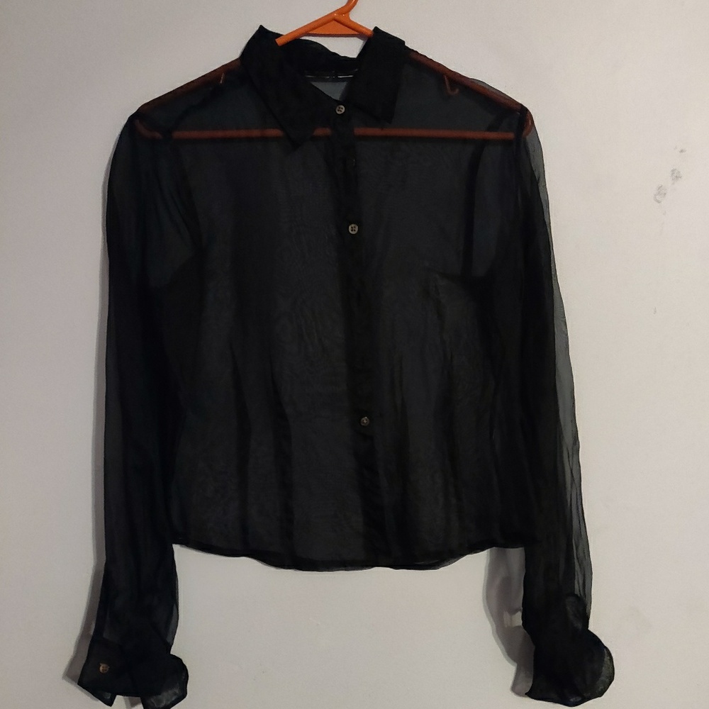 Sheer black button down - Picture 2 of 5